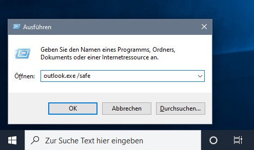 So startet ihr Outlook im abgesicherten Modus. Bild: GIGA