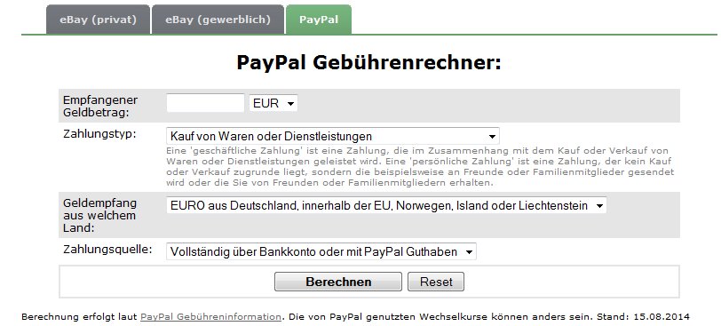Paypal Gebuhrenrechner Kosten Online Ermitteln