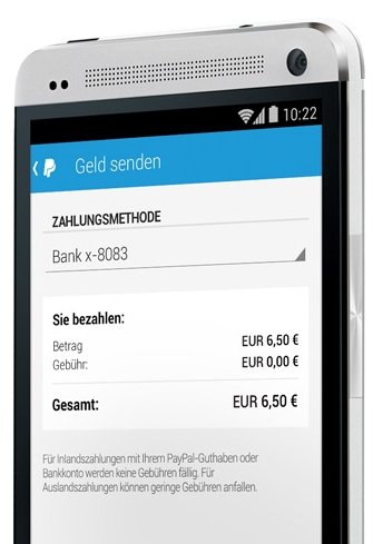 PayPal - Geld senden - Zahlungsmethode