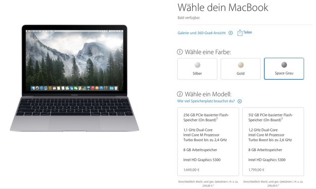 MacBook 2015: Der Aufpreis für den 1,3-Gigahertz-Prozessor