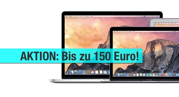 MacBook Pro Retina, MacBook Air und MacBook: Gutscheine für Sofortrabatt im Wert von bis zu 150 Euro (bis 22.4.)