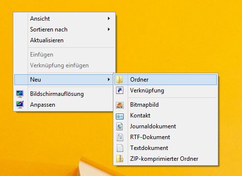 Auf klassische Weise einen Ordner erstellen mit dem Kontextmenü.