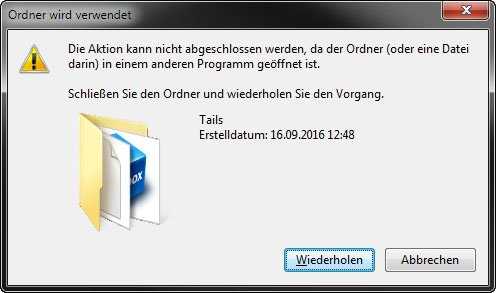 Windows kann den Ordner nicht löschen, weil ein Programm darauf zugreift. (Bildquelle: GIGA)