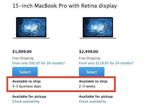 15-Zoll-MacBook Pro: Lagerbestände lassen nach