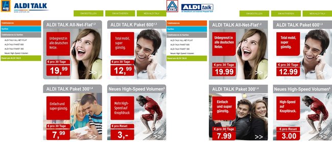 Aldi-Talk-Süd- & Aldi-Talk-Nord-Tarife