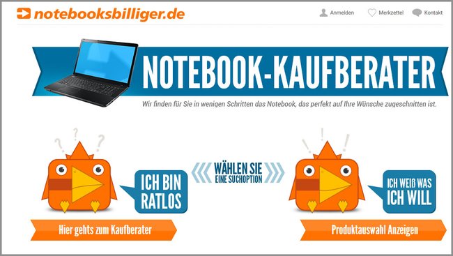 Der Laptop-Shop Notebooksbilliger bietet euch einen Kaufberater an.