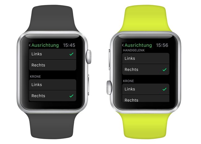 Ausrichtung der Apple Watch ändern