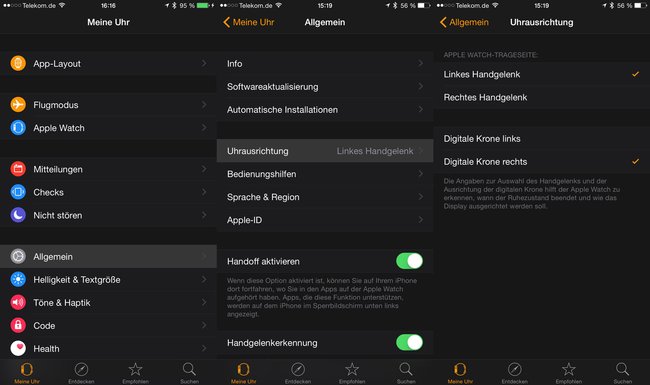 Apple Watch Einstellungen auf dem iPhone