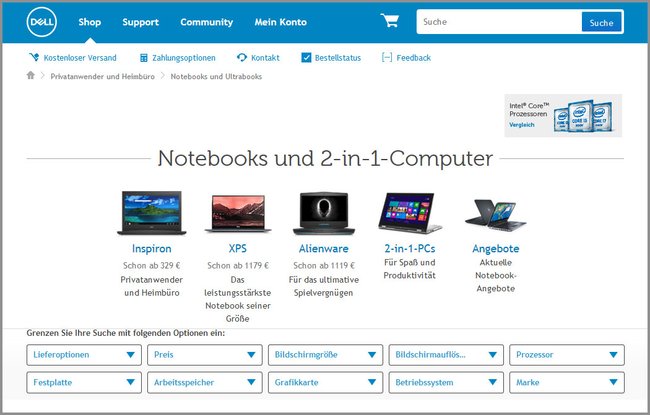 Bei Dell könnt ihr unter anderem euren Büro-Laptop zusammenstellen.