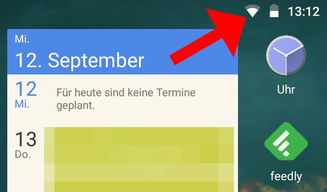 Wenn ihr ein WLAN-Symbol seht, ist WLAN zumindest auf dem Smartphone aktiviert. Bild: GIGA