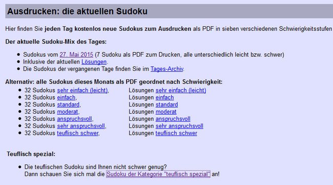 "teuflisch spezial" ist für Hardcore-Spieler, denen Sudoku nicht schwer genug sein kann.