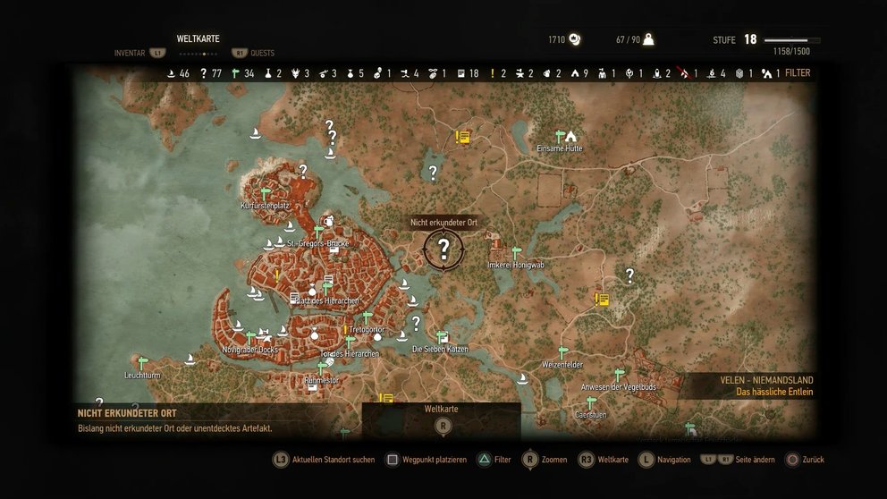 Ein Blick auf die Weltkarte erschlägt euch mit den Möglichkeiten, die ihr in The Witcher 3 habt.