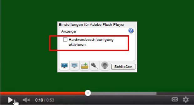 In dem Fenster deaktiviert ihr die Hardwarebeschleunigung.