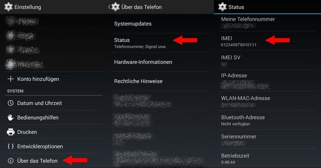 Android Einstellungen IMEI herausfinden