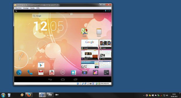 Android läuft in Virtualbox unter Windows 7.