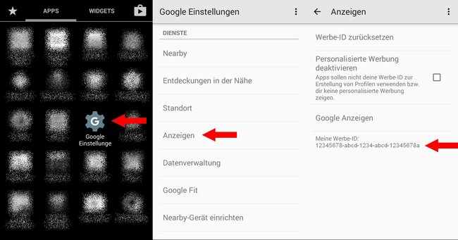 Google Einstellungen Werbe-ID