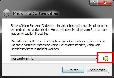 Wählt nun die ISO-Datei von Android als Medium für den Start aus.