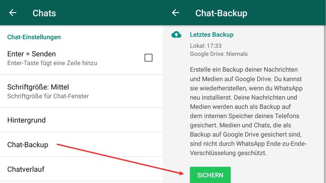 WhatsApp Cloud- Backup erstellen Daten sichern und 