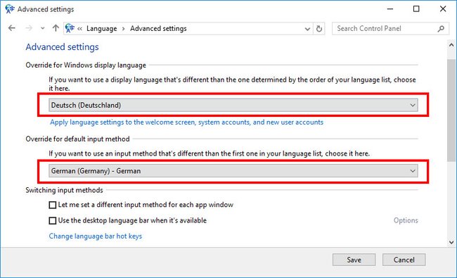 Windows 10: Hier stellt ihr die System-Sprache um. Bildquelle: GIGA