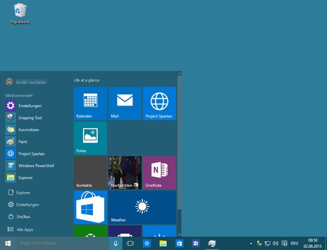 Windows 10 ist als eigenständiges Betriebssystem installiert.