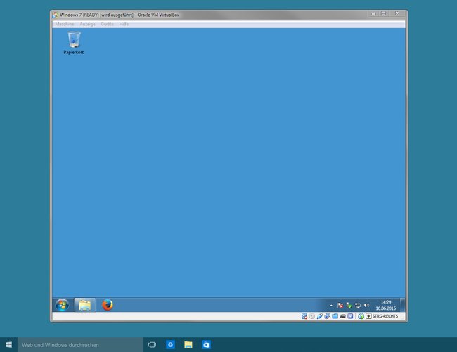 Windows 7 in Virtualbox unter Windows 10.