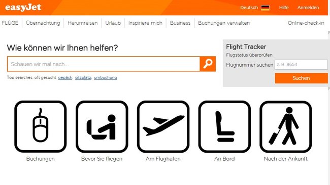 Ihr könnt alternativ zum Anruf bei der Easyjet-Hotline auch in der Online-Datenbank und den FAQ recherchieren.