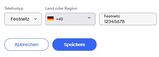 Screenshot: Eingabe der Telefonnummer bei eBay