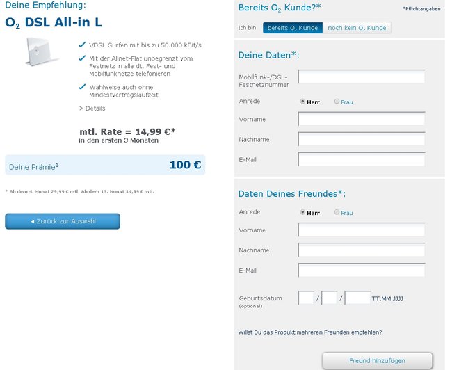 o2-Freunde-werben - Formular