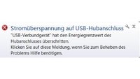 „Stromüberspannung auf USB-Hubanschluss“: Fehler beheben