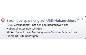„Stromüberspannung auf USB-Hubanschluss“: Fehler beheben