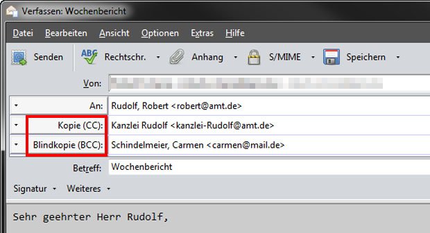 CC BCC unterschied EMail