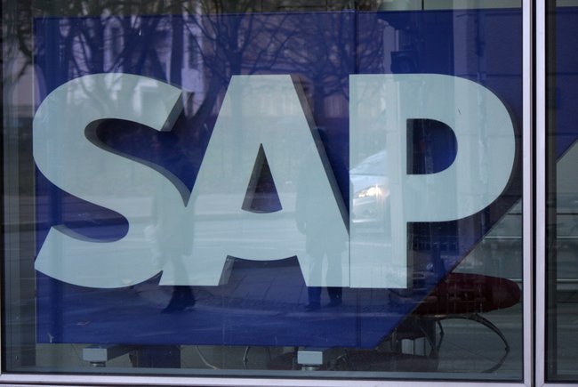 DECEMBER 2013 - BERLIN the logo of the brand SAP, Berlin