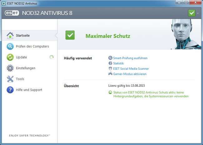 ESET NOD32 Antivirus 2015: Der Virenscanner läuft unbemerkt im Windows-Hintergrund.
