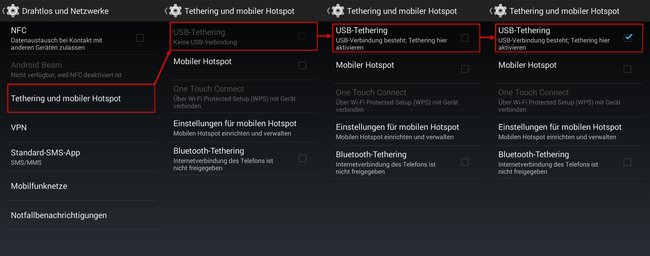 Handy als WLAN-Stick USB-Tethering