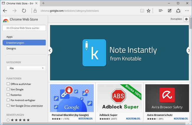 Edge könnte auch bald Chrome-Erweiterungen unterstützen.