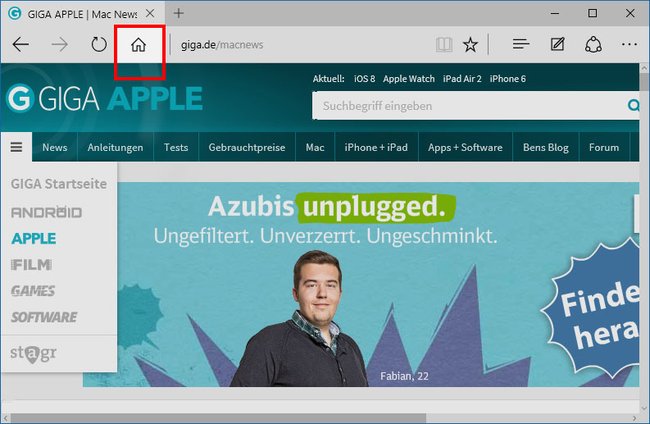 Der Home-Button lässt sich in Edge nachträglich aktivieren.