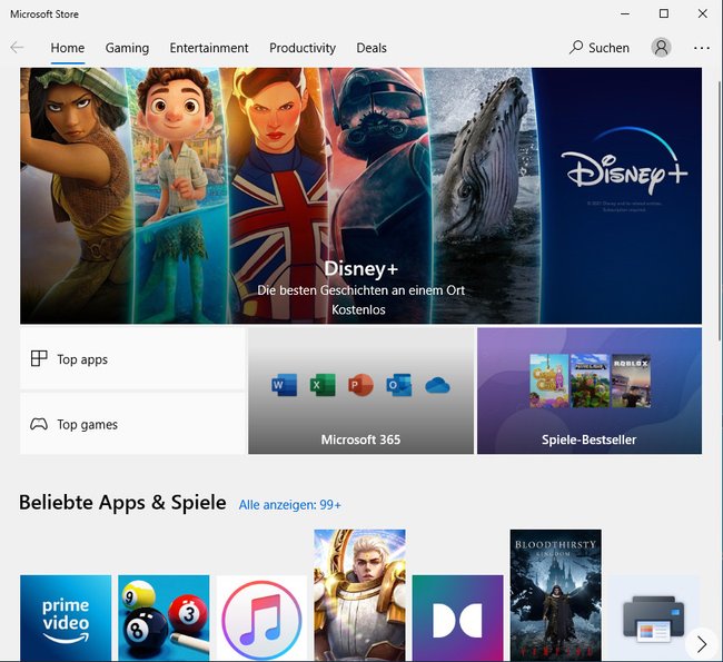 So sieht der „Microsoft Store“ in Windows 10 aus. Bild: GIGA