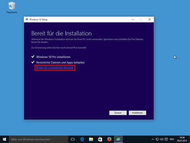 Hier stellt ihr ein, dass alles während der Windows-10-Installation gelöscht wird.