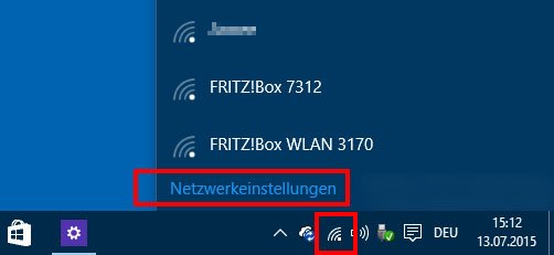 Netzwerkeinstellungen in Windows 10.