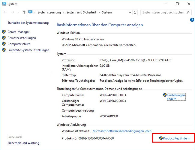 Windows 10: Hier ändert ihr euren Product Key.