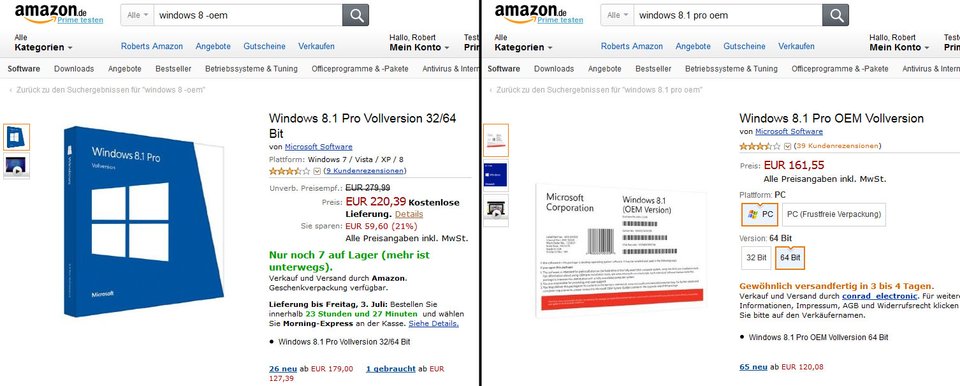 OEM-Versionen von Windows sind oft günstiger als die Retail-Varianten.