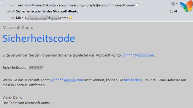 Microsoft sendet euch einen Sicherheitscode, um eure Identität unter Windows 10 zu bestätigen.