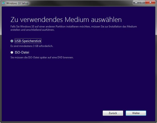 Das Media Creation Tool erstellt Installationsdatenträger für Windows 10.