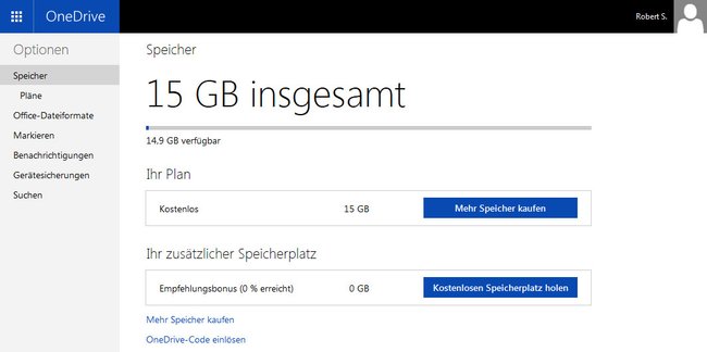 Bei OneDrive bekommt ihr 15 GB Speicherplatz kostenlos.