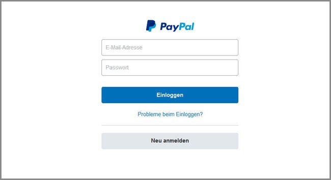 Hier loggt ihr euch in Paypal ein.