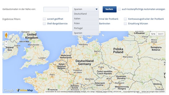 postbank geldautomaten ausland karte