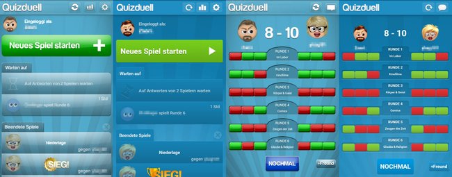 Quizduell: Das alte und neue Design im Vergleich.