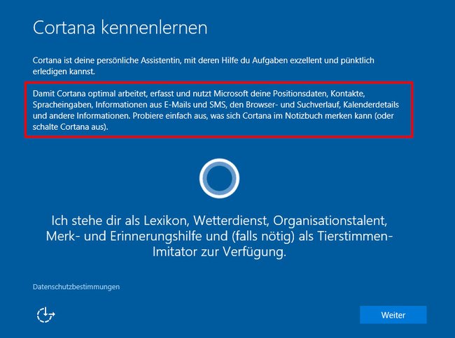 Cortana sammelt eine ganze Menge Daten.