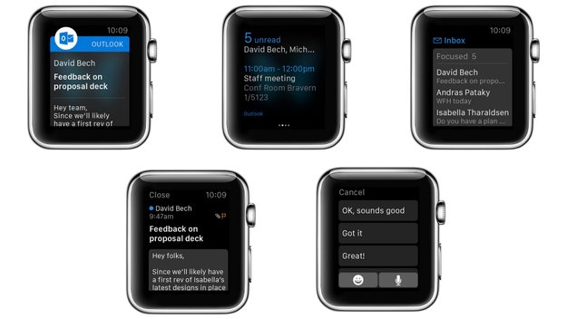 E-Mail am Handgelenk: Microsoft Outlook für Apple Watch erlaubt Beantworten von Mails