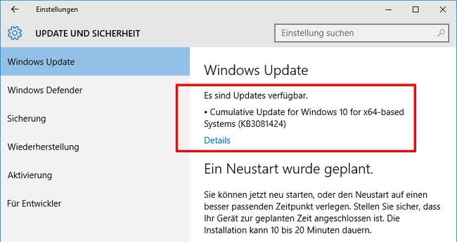 Laut Microsoft verhindert das Update KB3081424, dass sich die Einstellungen in Windows 10 zukünftig nicht mehr öffnen lassen.